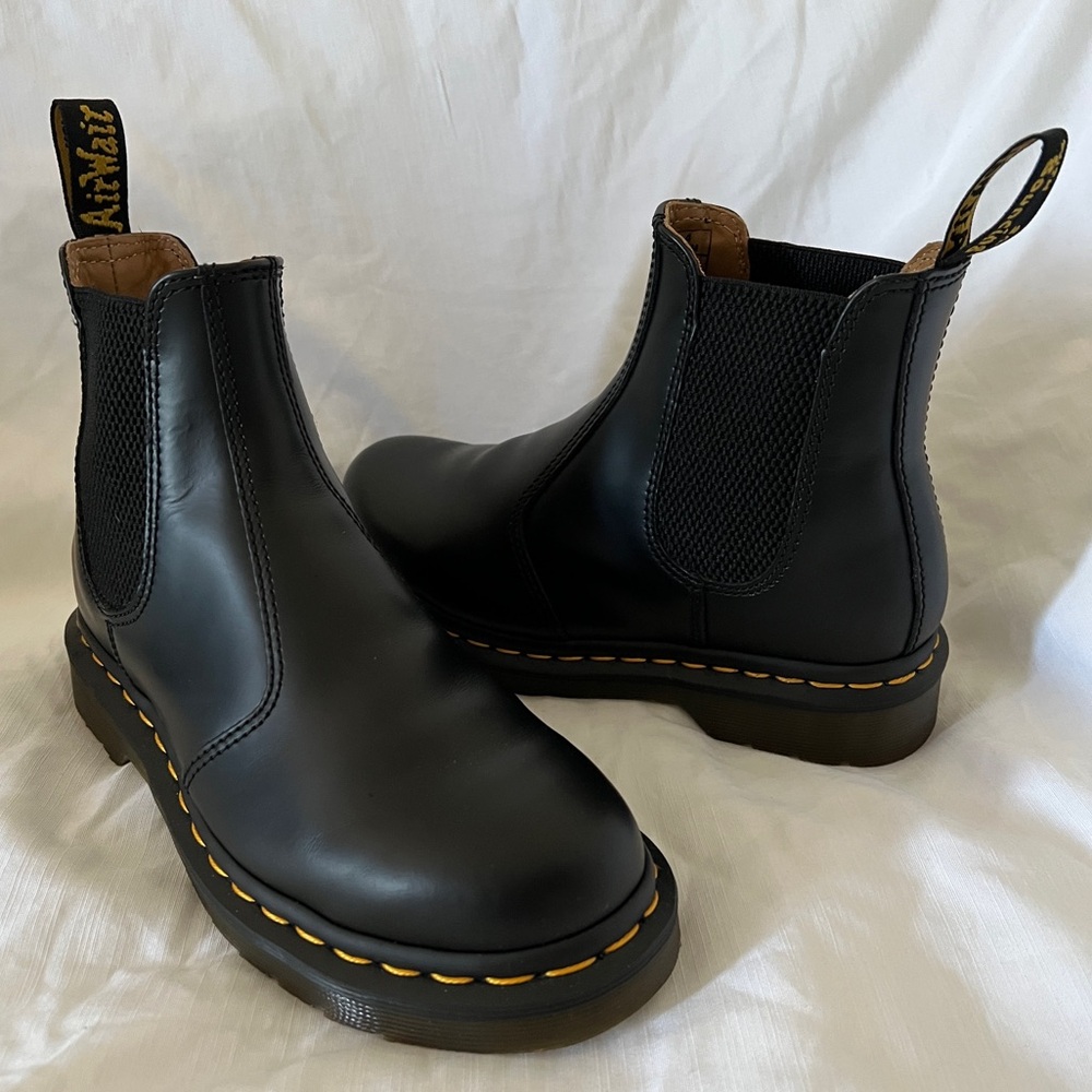 Dr. Martens Women’s 2976 Yellow Stitch Smooth Leather Chelsea Boots
